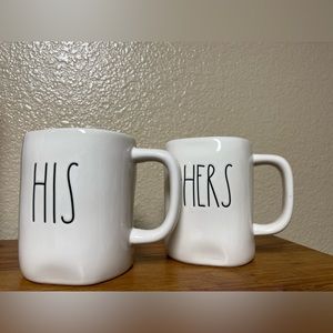 Rae Dunn Artisan Collection His and Hers Mugs 20 Oz black and cream/Ivory